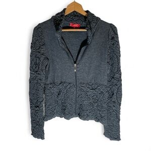 V1- Medium Lo. Ri Gray Textured Zip-Up Jacket